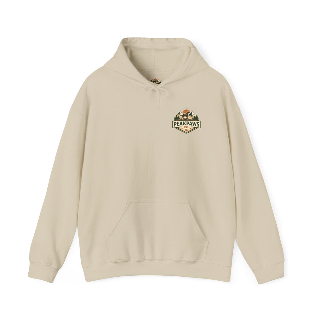 PeakPaws Co. Adventure Hoodie — Warm Outdoor Dog Lover Hooded Sweatshirt (Unisex, S-5XL, 12 Colors) Printify