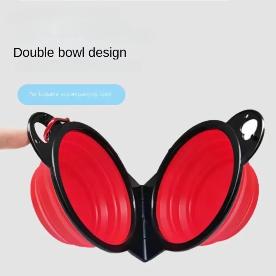 2-in-1 Foldable Dual Dog Bowl – Portable Travel Food & Water Feeder with Optional Slow Feed Design - PeakPaws Co.