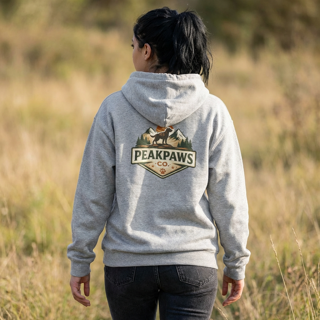 PeakPaws Co. Adventure Hoodie — Warm Outdoor Dog Lover Hooded Sweatshirt (Unisex, S-5XL, 12 Colors) Printify