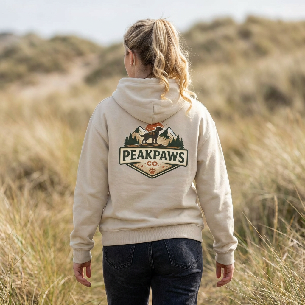 PeakPaws Co. Adventure Hoodie — Warm Outdoor Dog Lover Hooded Sweatshirt (Unisex, S-5XL, 12 Colors) Printify