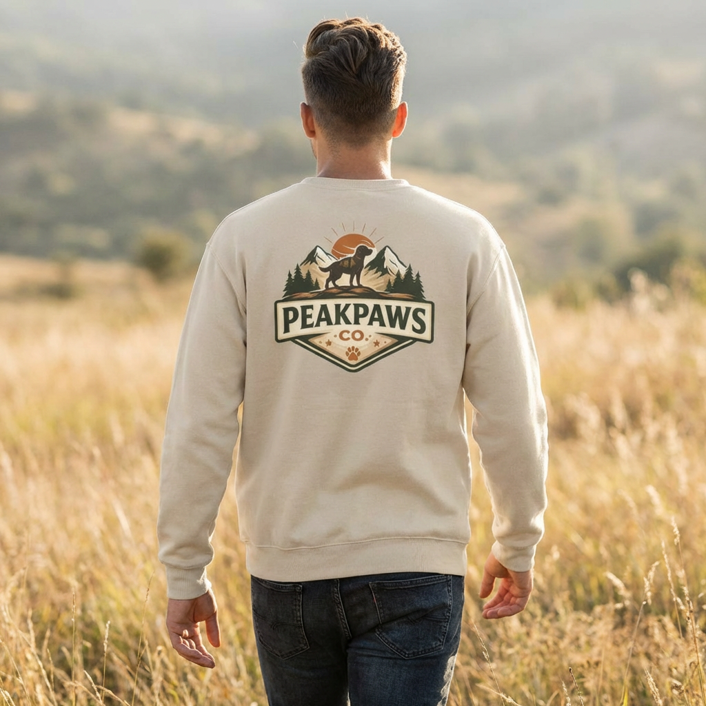 PeakPaws Crewneck Sweatshirt – Dog Lover Pullover for Hiking, Camping & Travel Printify