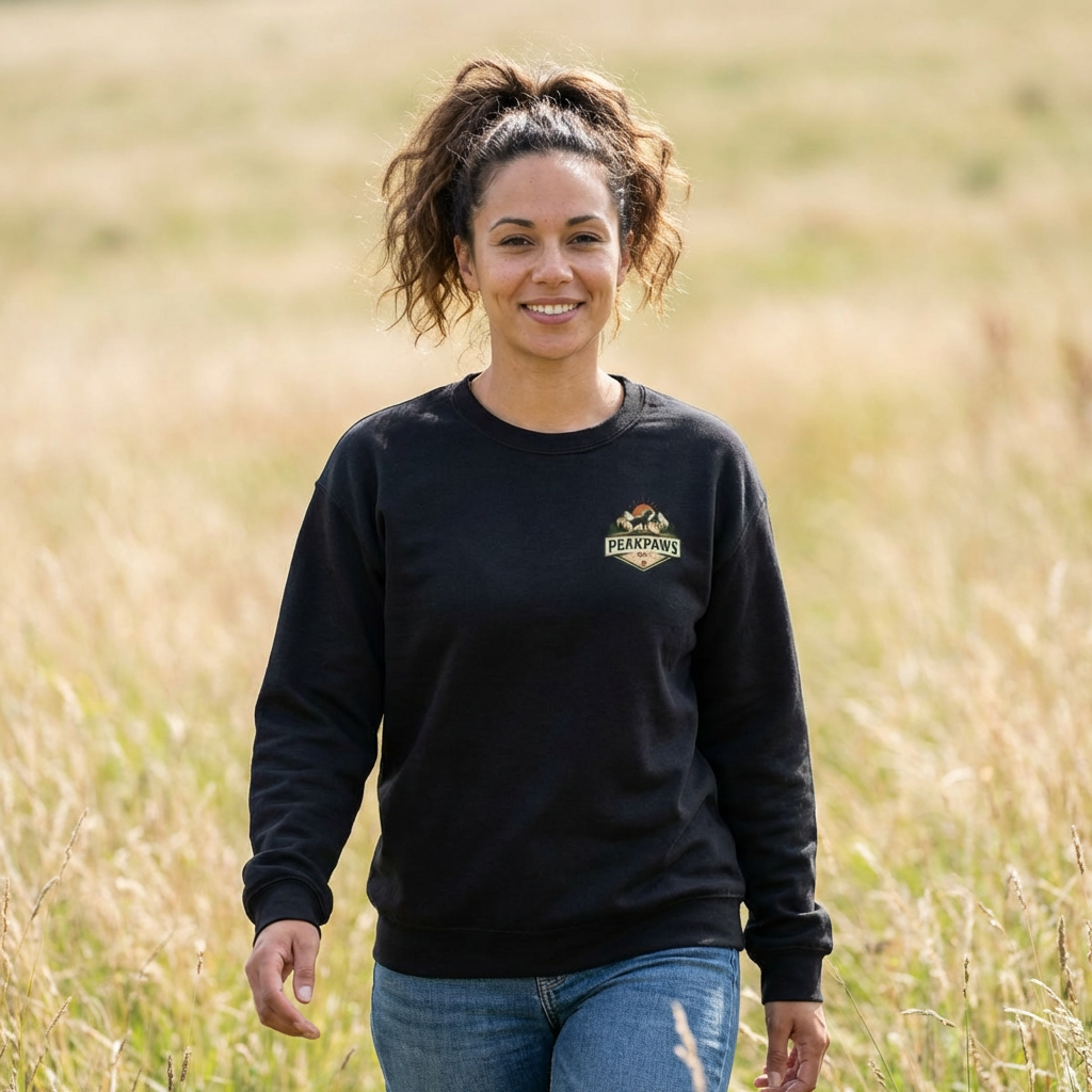 PeakPaws Crewneck Sweatshirt – Dog Lover Pullover for Hiking, Camping & Travel Printify