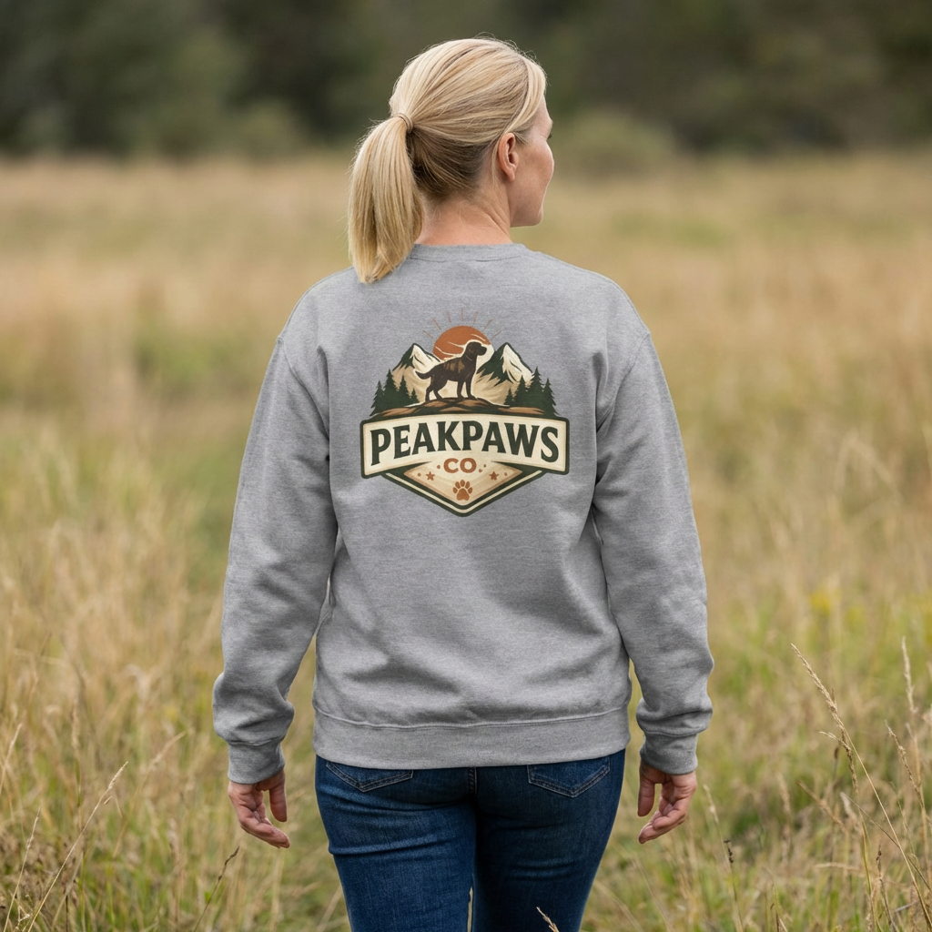 PeakPaws Crewneck Sweatshirt – Dog Lover Pullover for Hiking, Camping & Travel Printify