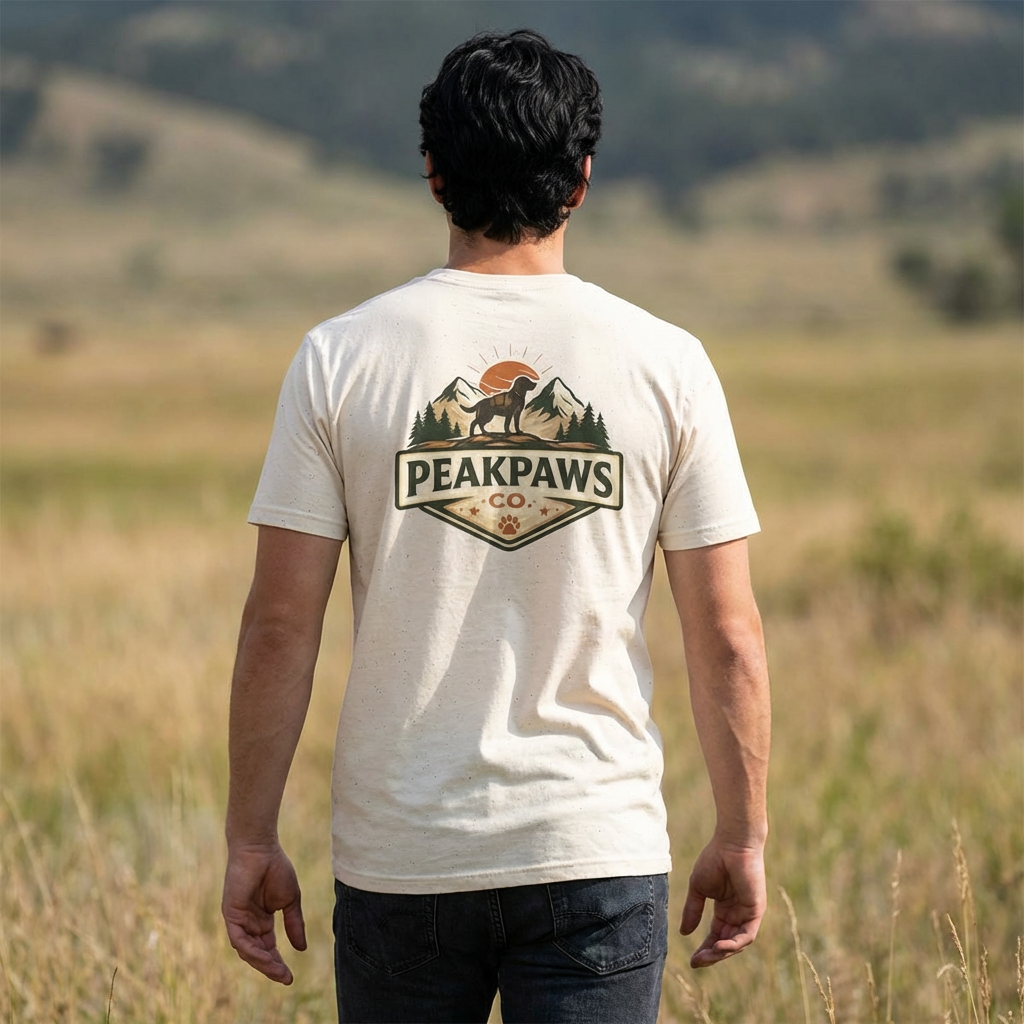 PeakPaws T-Shirt – Outdoor Hiking Graphic Tee for Dog Lovers (Unisex S–2XL, 11 Colors)