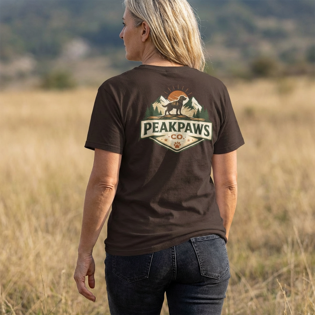 PeakPaws T-Shirt – Outdoor Hiking Graphic Tee for Dog Lovers (Unisex S–2XL, 11 Colors)