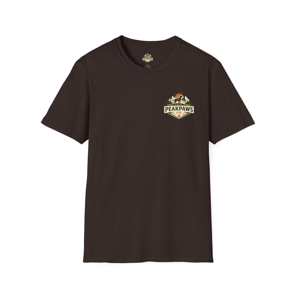 PeakPaws T-Shirt – Outdoor Hiking Graphic Tee for Dog Lovers (Unisex S–2XL, 11 Colors)