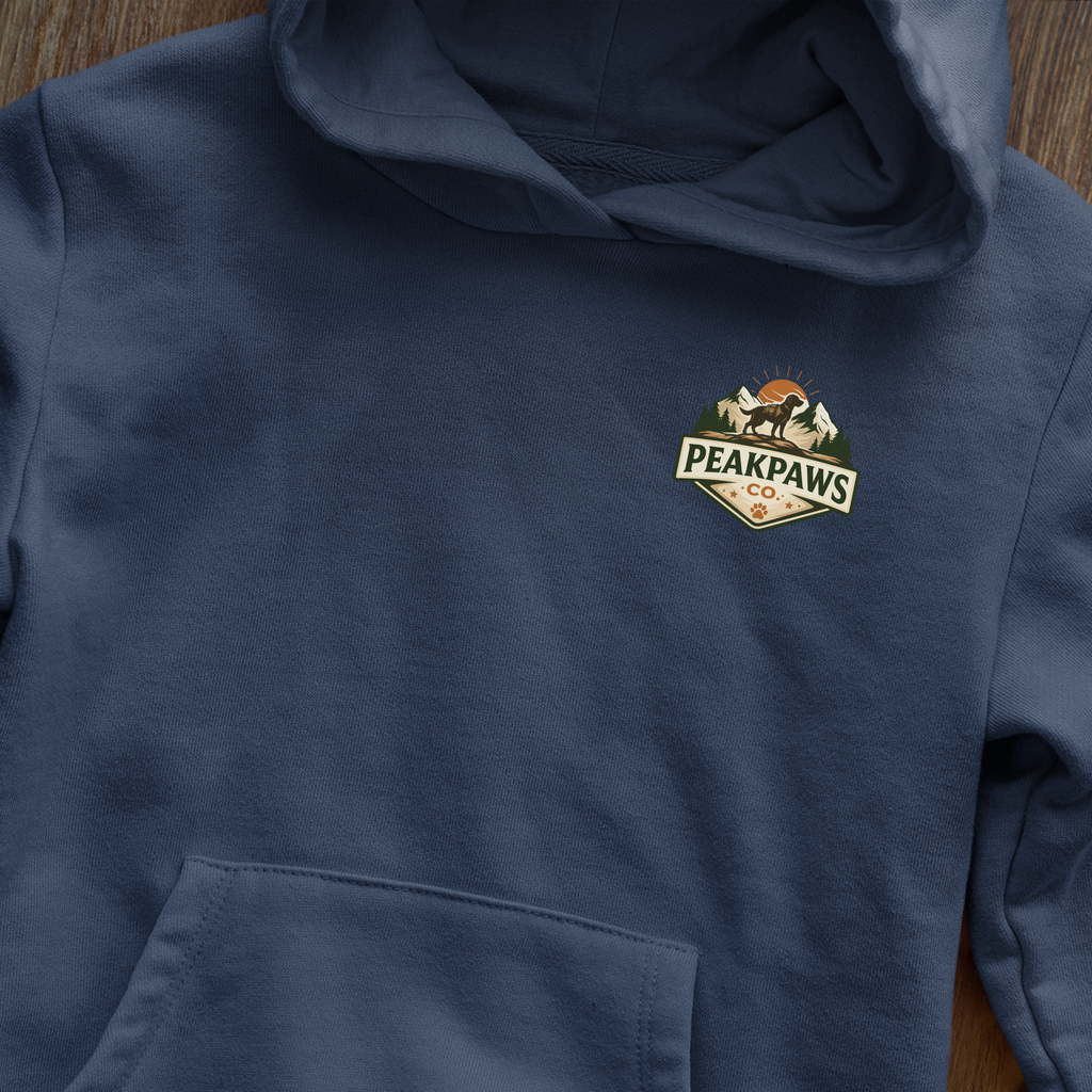 PeakPaws Co. Adventure Hoodie — Warm Outdoor Dog Lover Hooded Sweatshirt (Unisex, S-5XL, 12 Colors) Printify