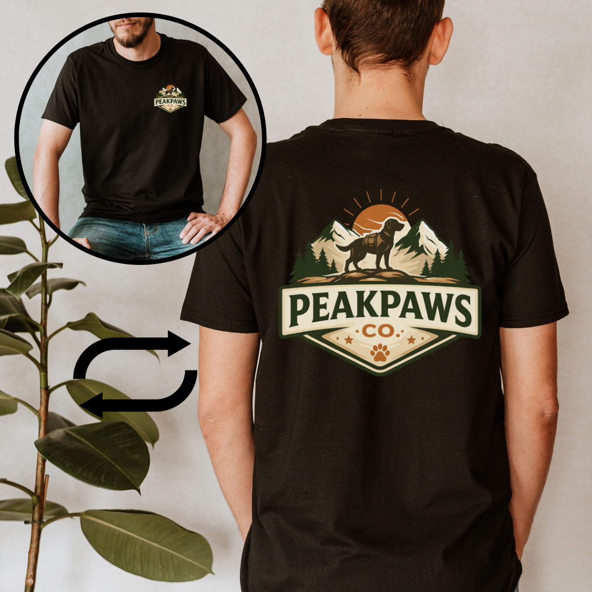 PeakPaws T-Shirt – Outdoor Hiking Graphic Tee for Dog Lovers (Unisex S–2XL, 11 Colors)