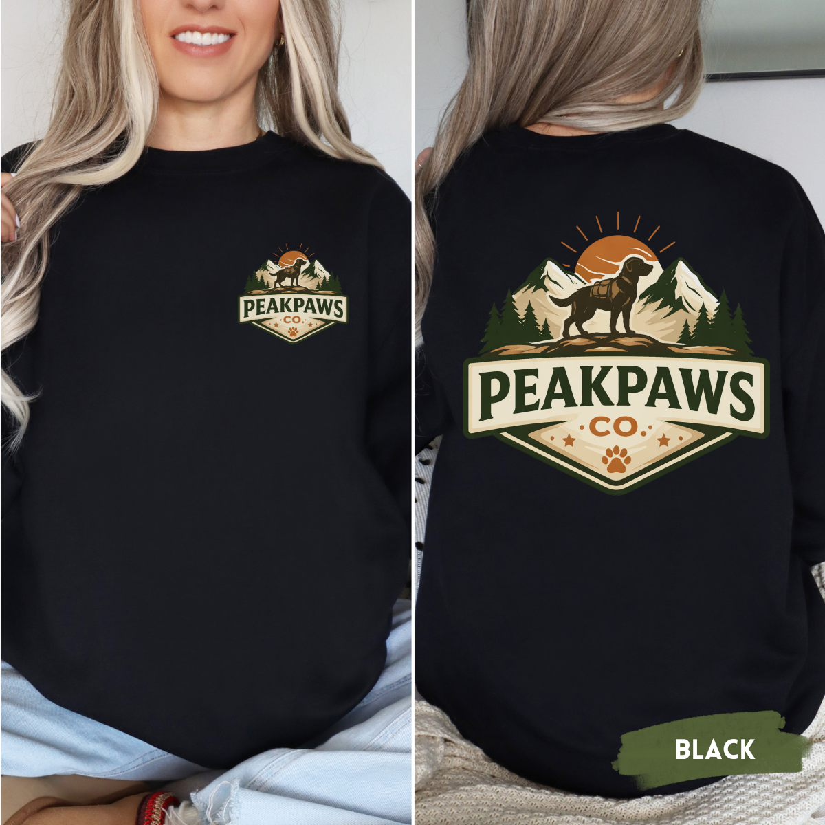 PeakPaws Crewneck Sweatshirt – Dog Lover Pullover (Unisex, 10 Colors, S-4XL)