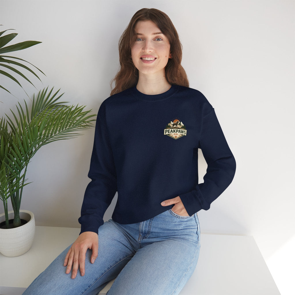 PeakPaws Crewneck Sweatshirt – Dog Lover Pullover for Hiking, Camping & Travel Printify