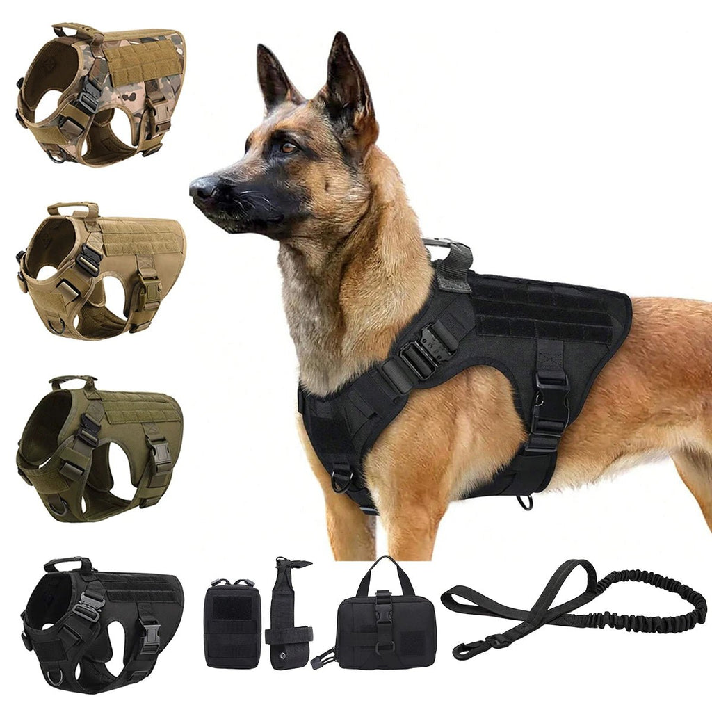 6-Piece Tactical Dog Adventure Kit | Harness, Collar, Leash & MOLLE Saddle Bag Set (4 Colors) - PeakPaws Co.