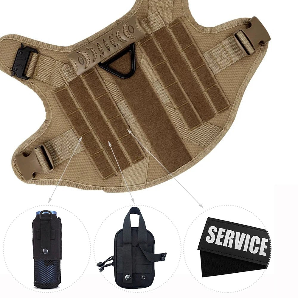 6-Piece Tactical Dog Adventure Kit | Harness, Collar, Leash & MOLLE Saddle Bag Set (4 Colors) - PeakPaws Co.
