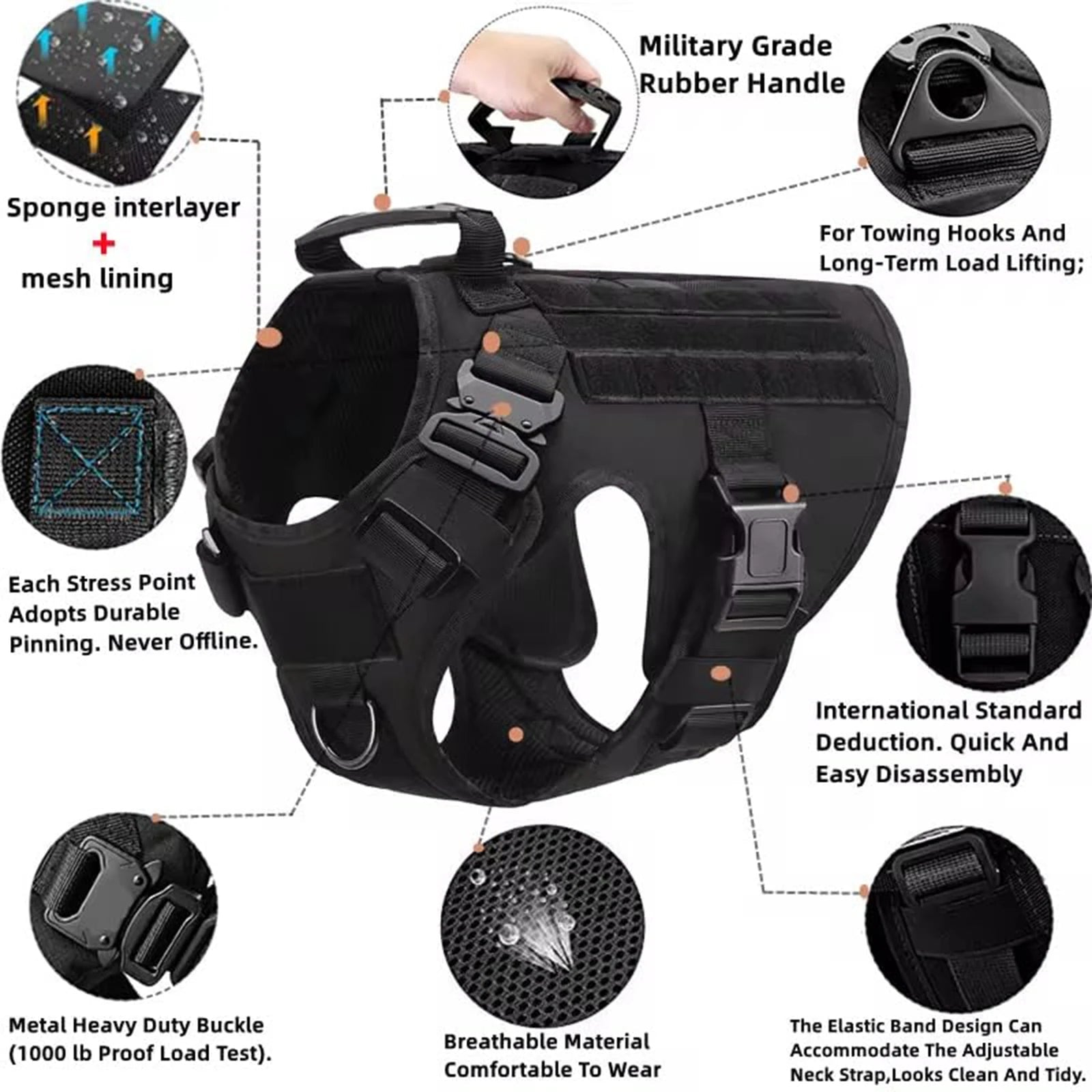 6-Piece Tactical Dog Adventure Kit | Harness, Collar, Leash & MOLLE Saddle Bag Set (4 Colors) - PeakPaws Co.