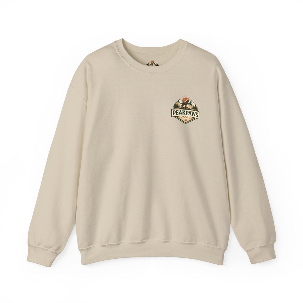 PeakPaws Crewneck Sweatshirt – Dog Lover Pullover for Hiking, Camping & Travel Printify