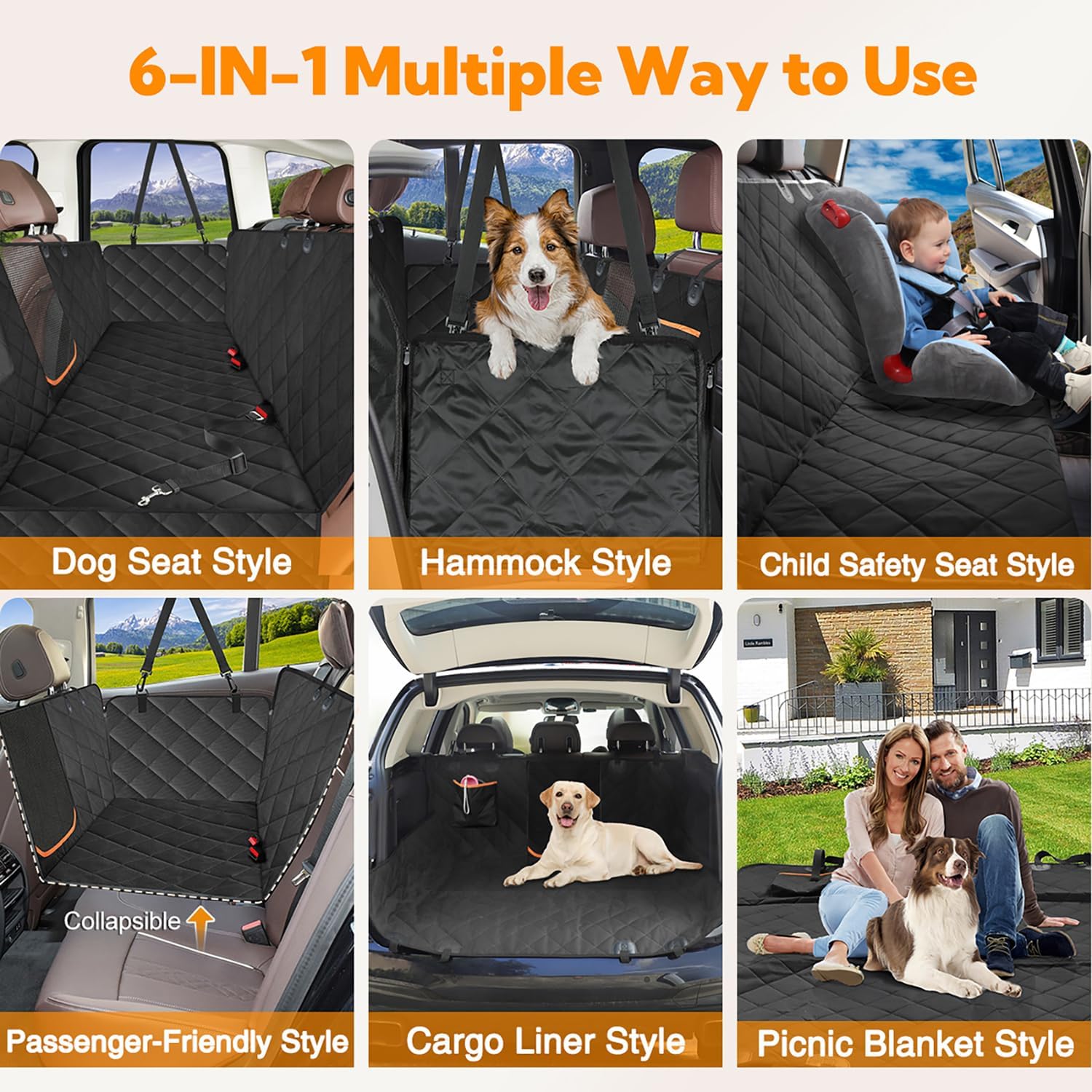 Waterproof Dog Car Backseat Cover/Hammock