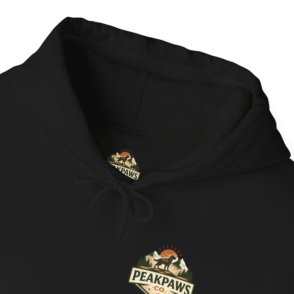 PeakPaws Co. Adventure Hoodie — Warm Outdoor Dog Lover Hooded Sweatshirt (Unisex, S-5XL, 12 Colors) Printify