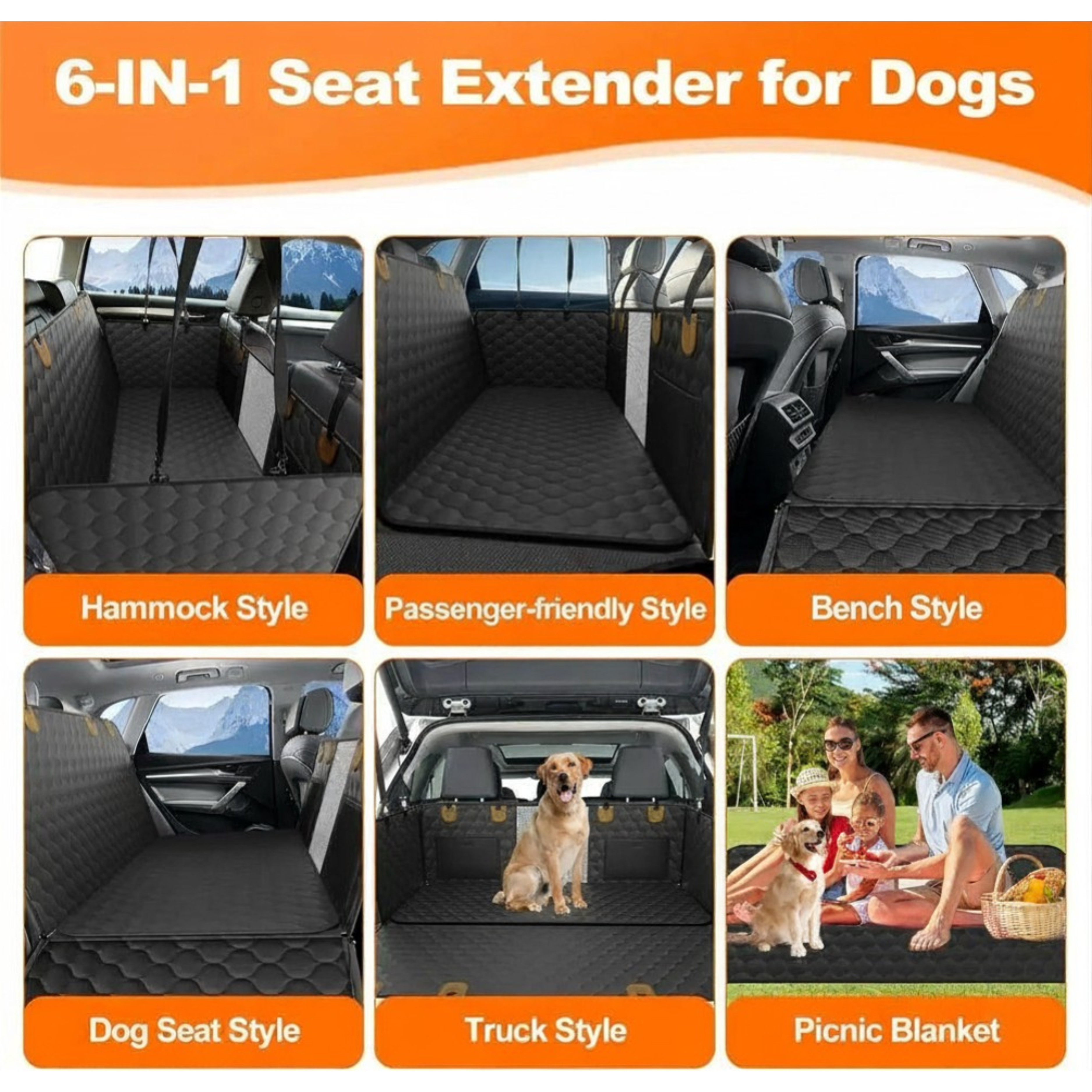 Waterproof Dog Car Backseat Cover/Hammock with Mesh