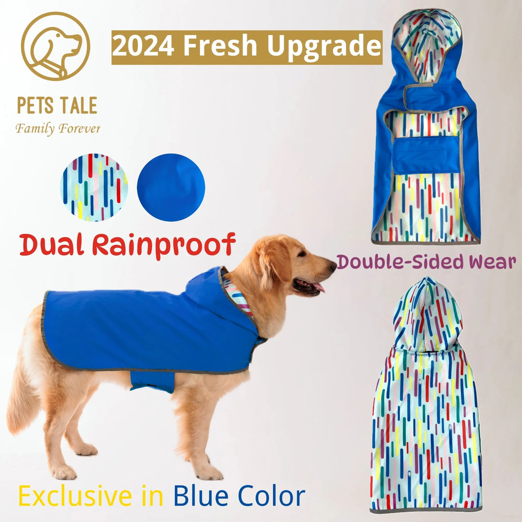 Reversible Dog Raincoat with Reflective Trim – Waterproof Jacket for Outdoor Adventures (XS–5XL) PeakPaws Co.