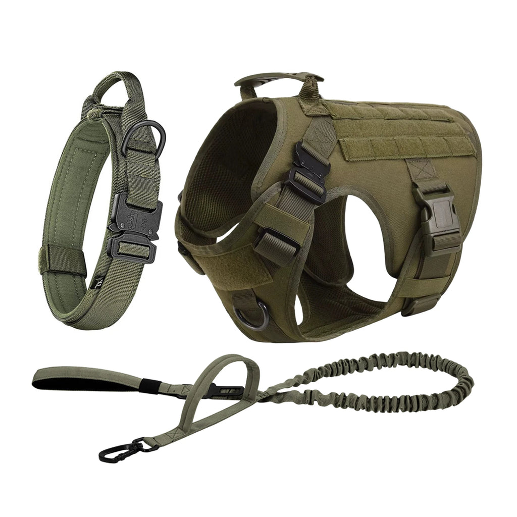 3-Piece Tactical Dog Adventure Set | Heavy-Duty Harness, Collar & Leash (4 Colors)