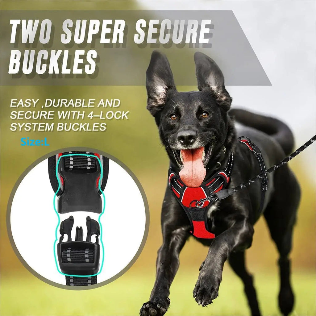 Heavy Duty Reflective Dog Harness with No-Pull Front Clip & Handle PeakPaws Co.