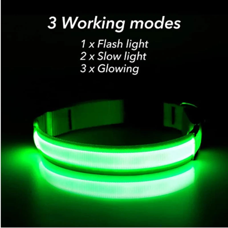 USB Rechargeable LED Waterproof Dog Collar with Detachable Light PeakPaws Co.