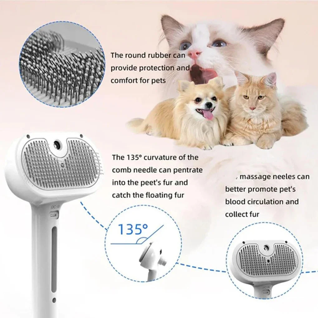 Steam Dog Grooming Brush – USB Rechargeable Deshedding Comb with Spray PeakPaws Co.