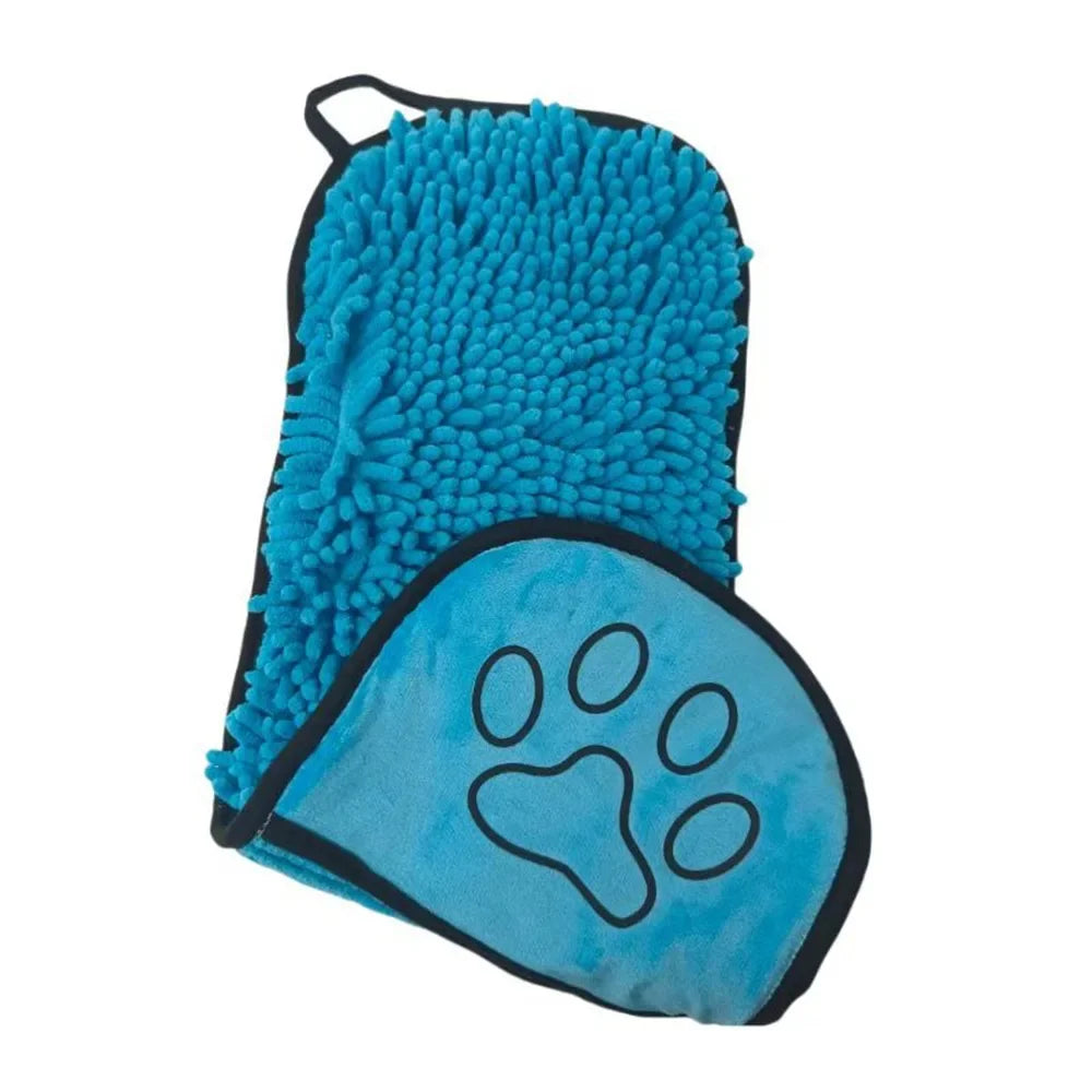 Super Absorbent Dog Towel with Hand Pockets – Quick-Dry Chenille Pet Bath Towel PeakPaws Co.