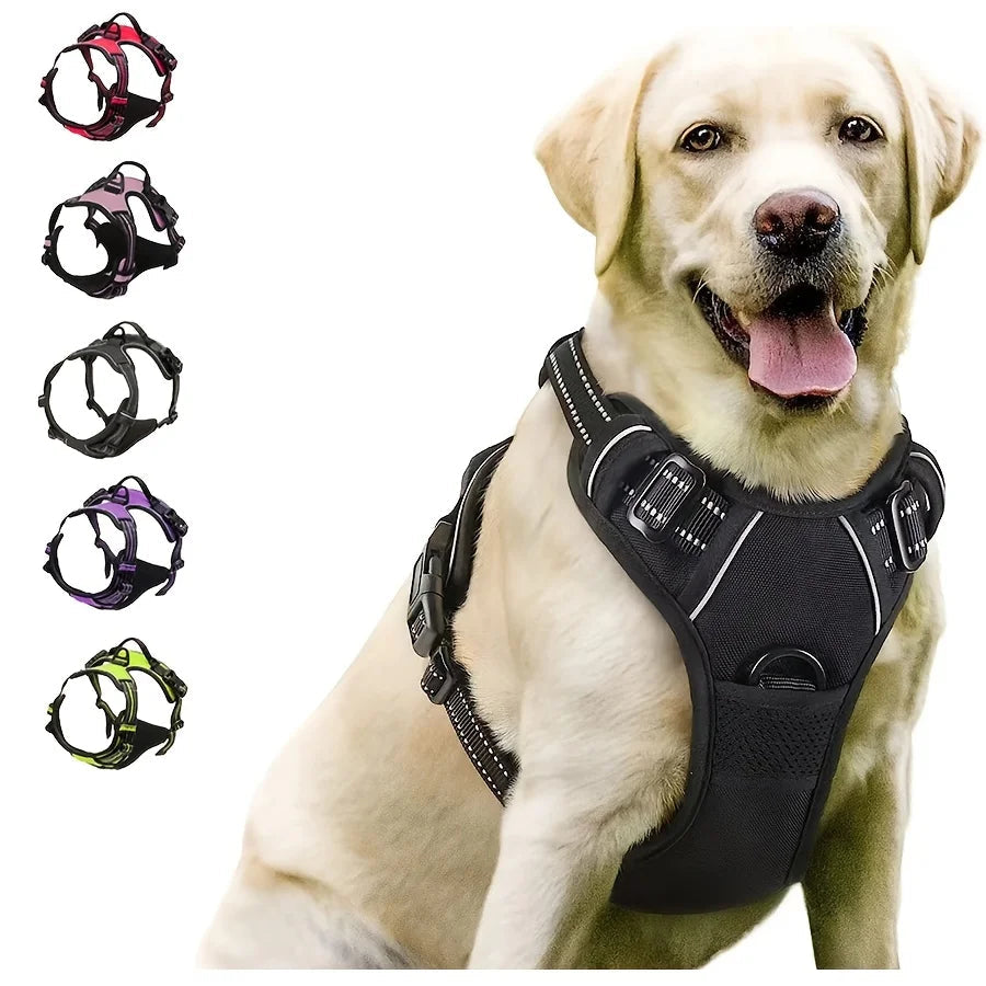 Heavy Duty Reflective Dog Harness with No-Pull Front Clip & Handle PeakPaws Co.