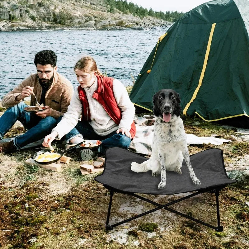 Elevated Dog Camping Bed – Foldable Raised Pet Cot with Waterproof Cushion PeakPaws Co.