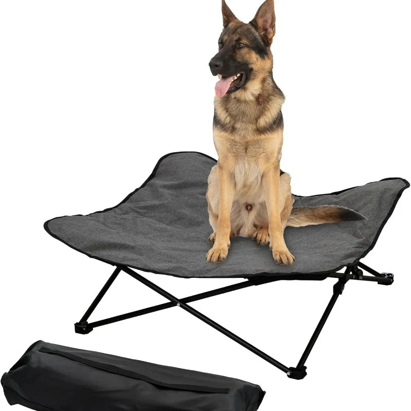 Elevated Dog Camping Bed – Foldable Raised Pet Cot with Waterproof Cushion PeakPaws Co.