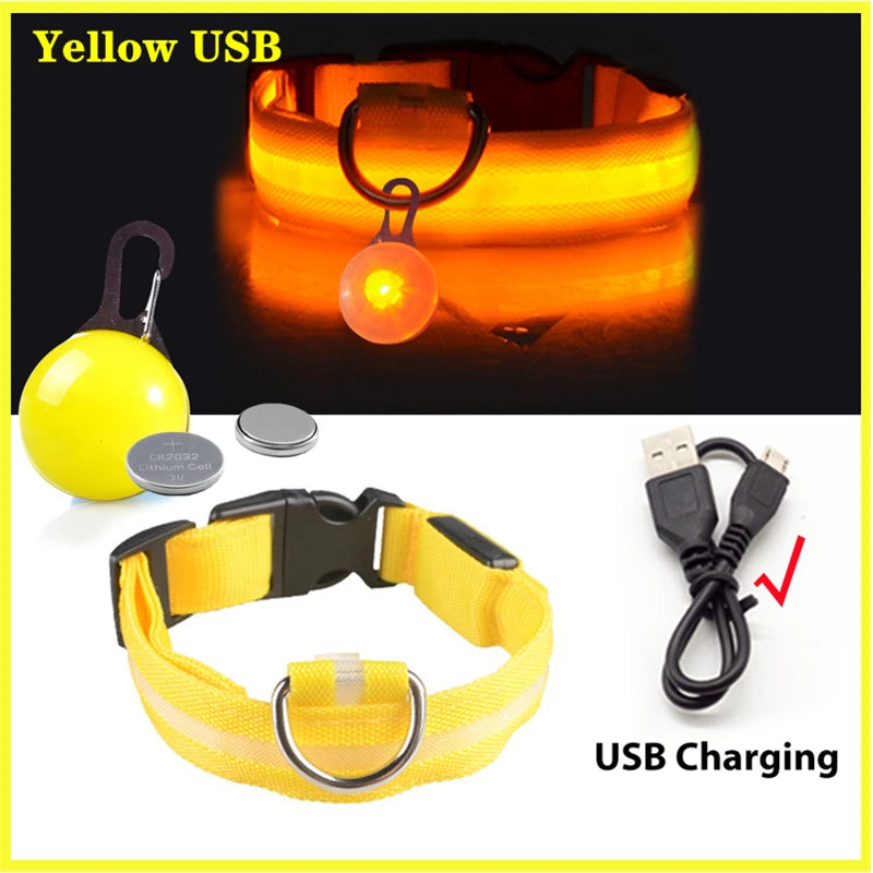 USB Rechargeable LED Waterproof Dog Collar with Detachable Light PeakPaws Co.