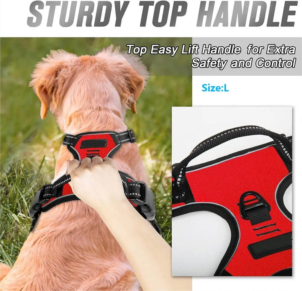 Heavy Duty Reflective Dog Harness with No-Pull Front Clip & Handle PeakPaws Co.