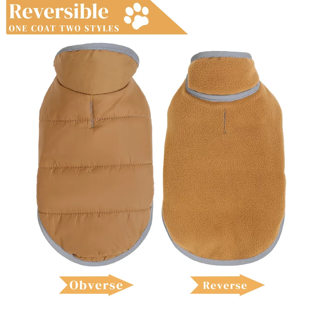 Reversible Waterproof Dog Coat with Fleece Lining – Warm Reflective Winter Jacket PeakPaws Co.