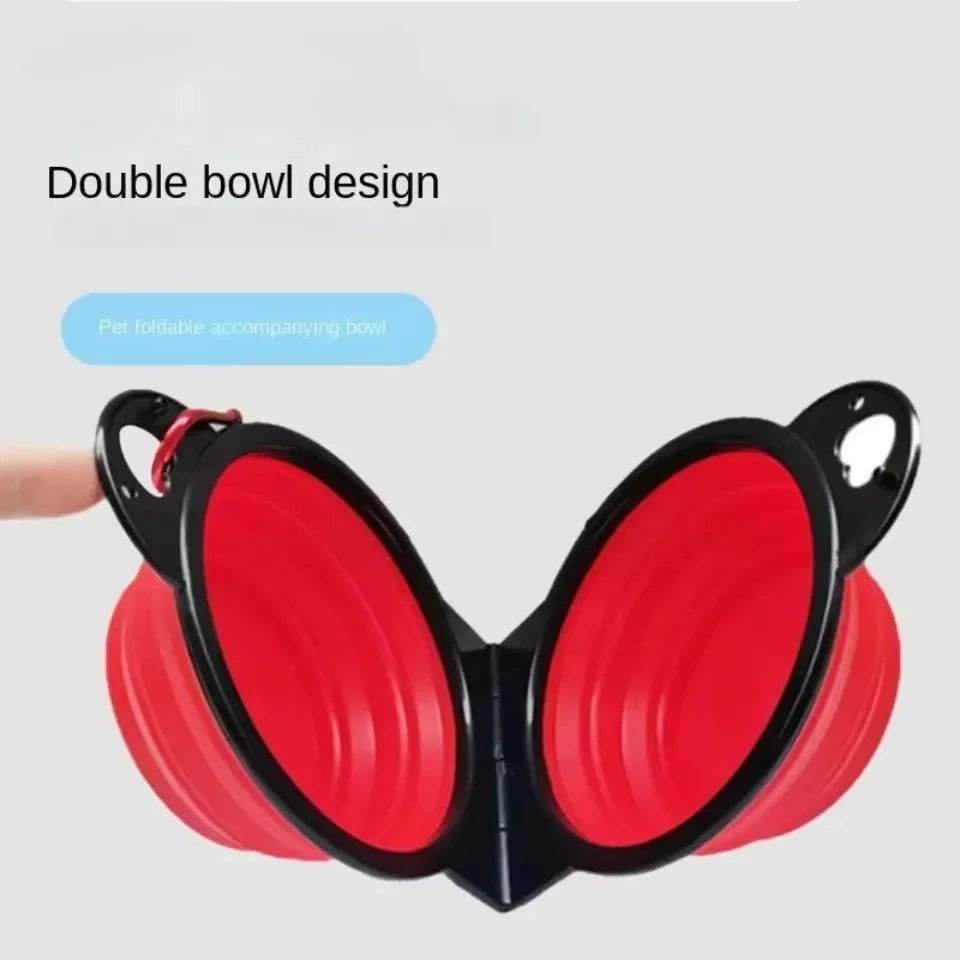 2-in-1 Foldable Dual Dog Bowl – Portable Travel Food & Water Feeder with Optional Slow Feed Design PeakPaws Co.