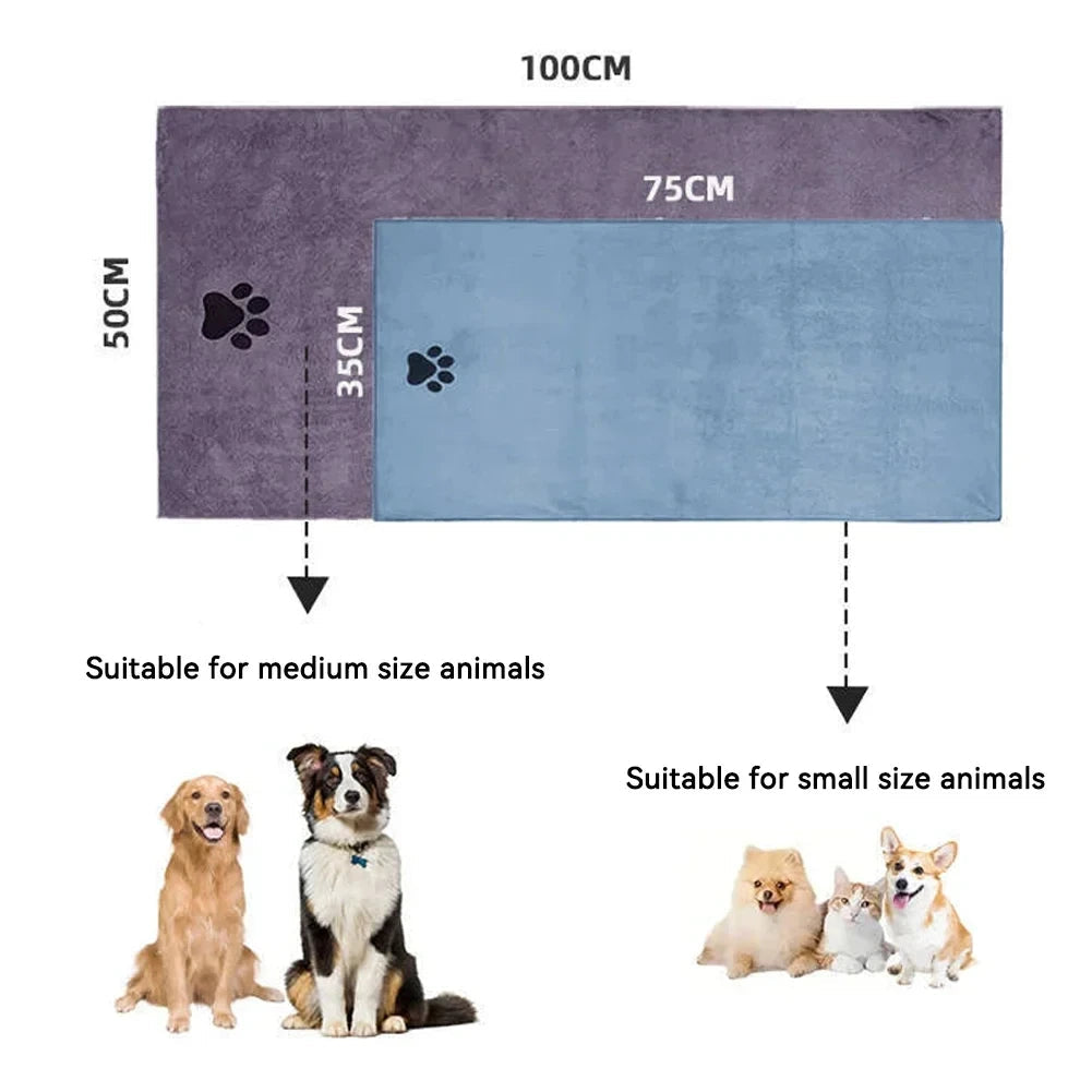 Quick-Dry Microfiber Dog Towel – Ultra Absorbent Pet Bath Towel (2 Sizes) PeakPaws Co.