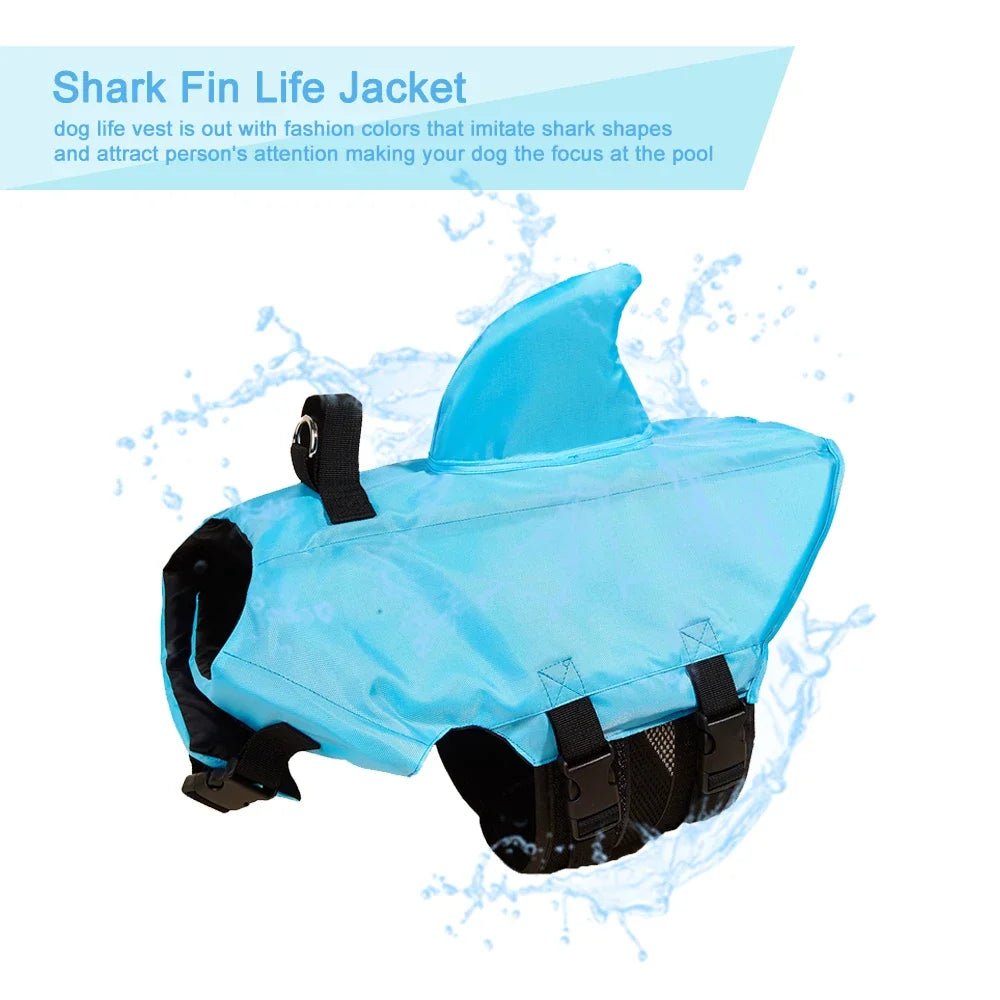 Shark Fin Dog Life Jacket – Enhanced Buoyancy Swim Vest with Rescue Handle for Beach, Boating & Water Adventures (XS–XXL)