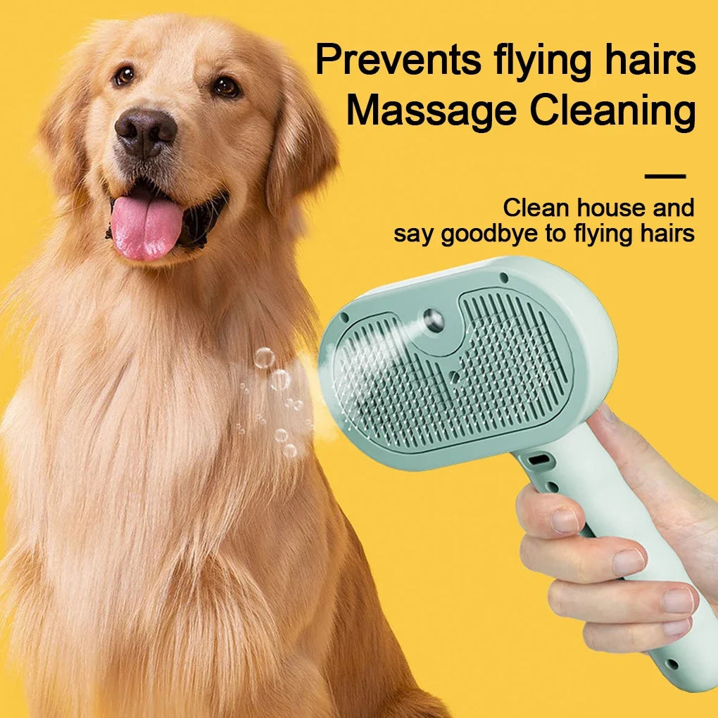 Steam Dog Grooming Brush – USB Rechargeable Deshedding Comb with Spray PeakPaws Co.