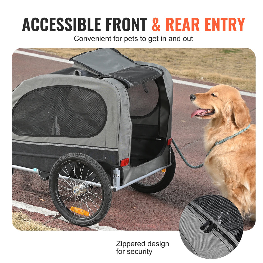 Dog Bike Trailer Carrier  – Foldable Pet Bicycle Cart with Reflectors & Weatherproof Design PeakPaws Co.