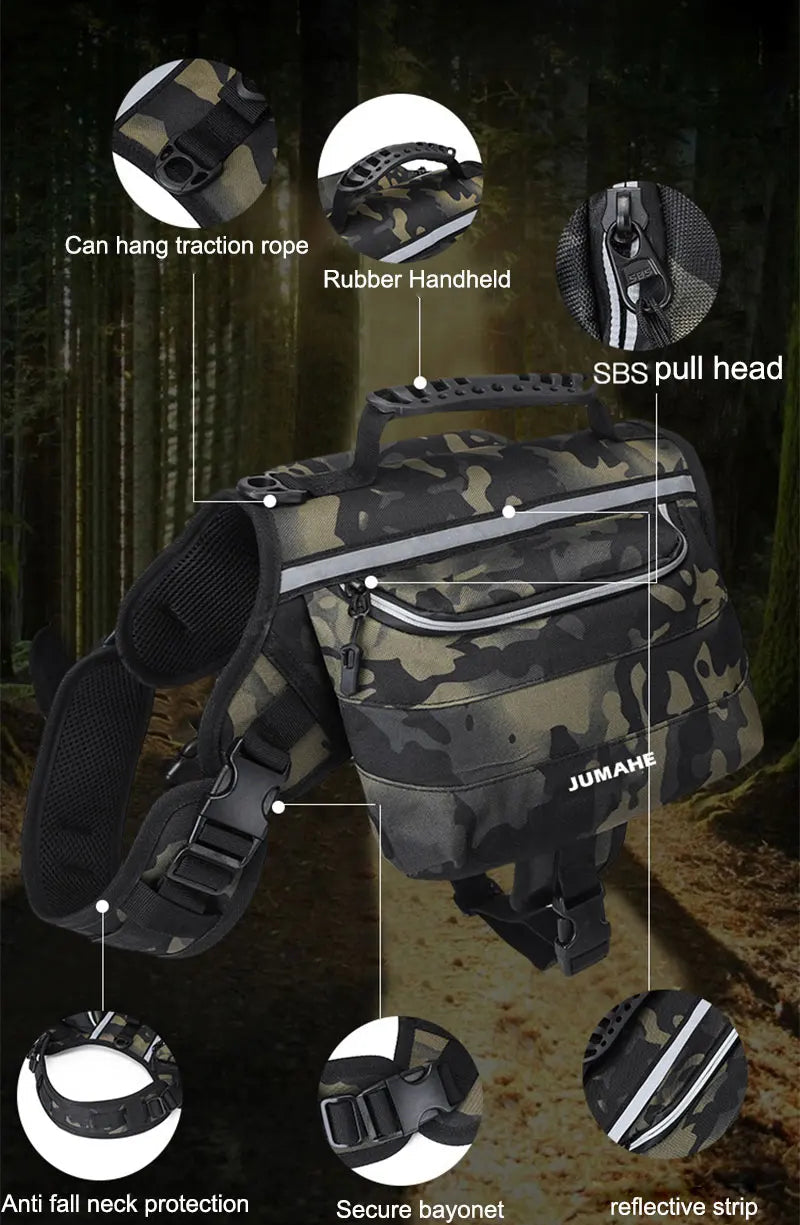 Waterproof Dog Saddle Backpack – Reflective Tactical Dog Pack with Storage (6 Colors) PeakPaws Co.
