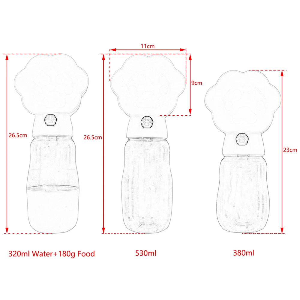 Portable Dog Water Bottle with Food Container – Leakproof Travel Dog Bottle PeakPaws Co.