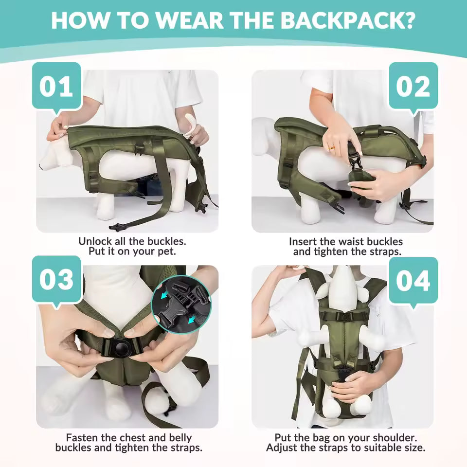 Dog Carrier Backpack – Hands-Free Front & Back Pet Backpack PeakPaws Co.