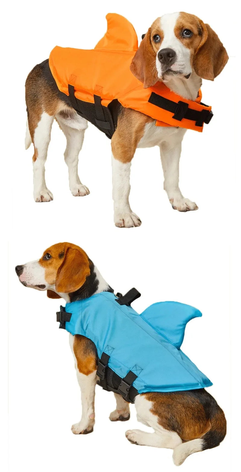 Shark Fin Dog Life Jacket – Enhanced Buoyancy Swim Vest with Rescue Handle for Beach, Boating & Water Adventures (XS–XXL)