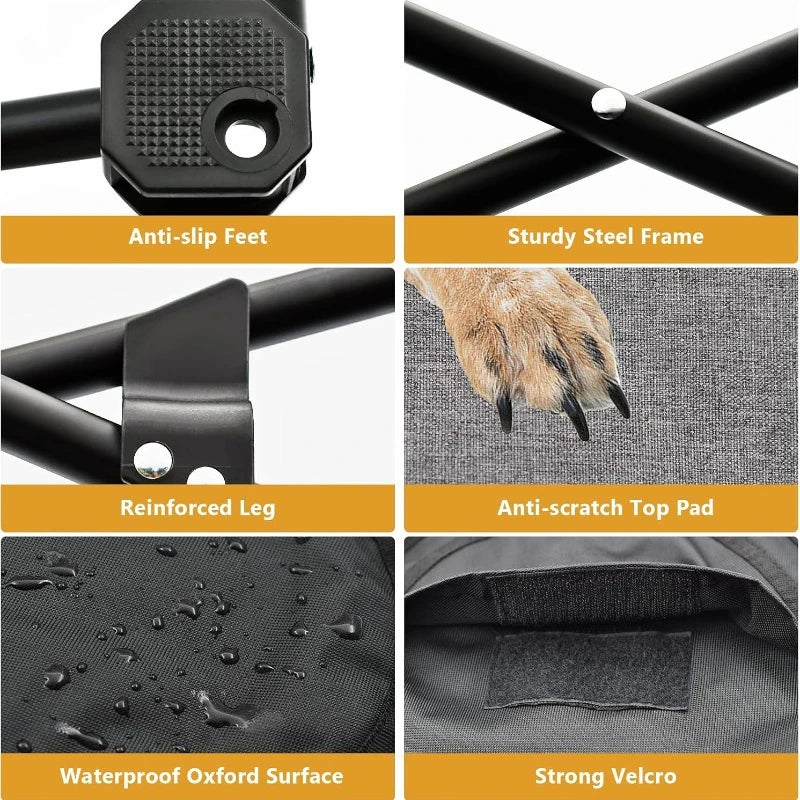 Elevated Dog Camping Bed – Foldable Raised Pet Cot with Waterproof Cushion PeakPaws Co.