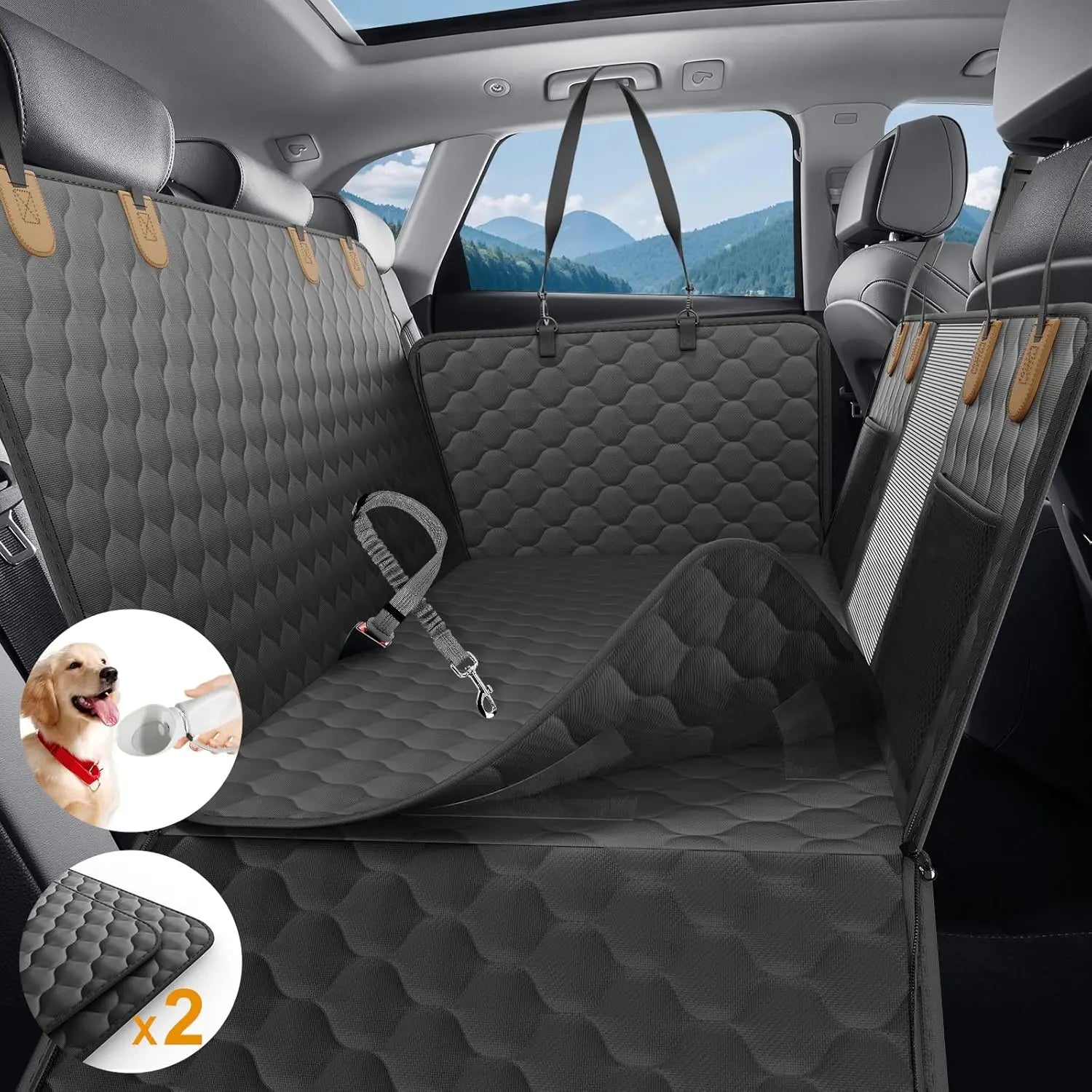 Waterproof Dog Car Backseat Cover/Hammock with Mesh PeakPaws Co.