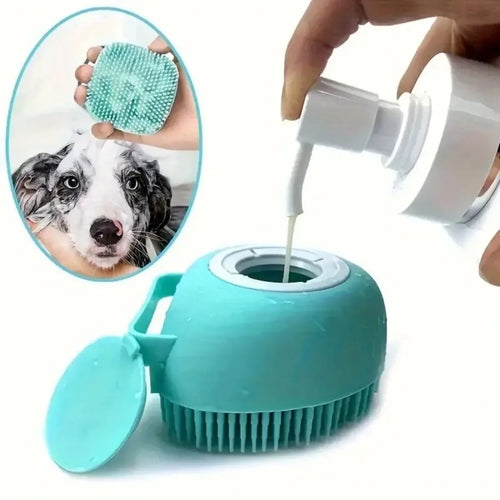 Soft Dog Bath Brush with Shampoo Dispenser PeakPaws Co.