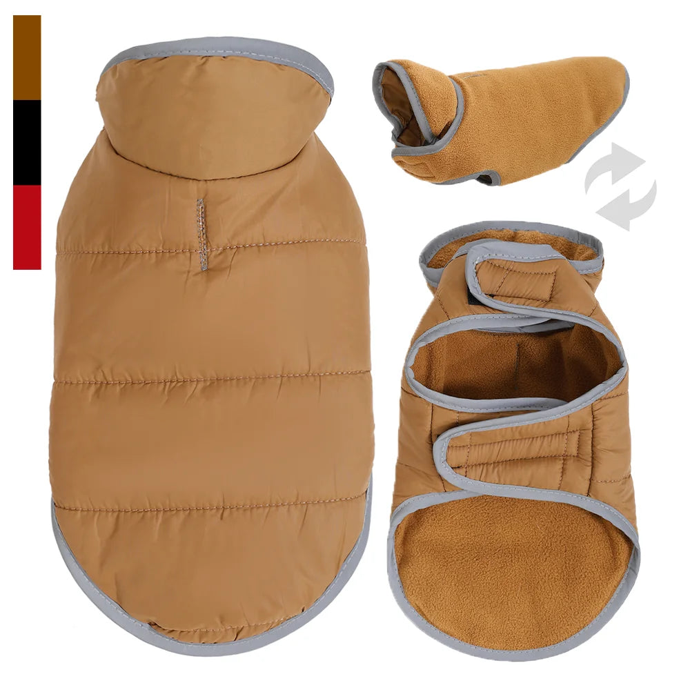 Reversible Waterproof Dog Coat with Fleece Lining – Warm Reflective Winter Jacket PeakPaws Co.