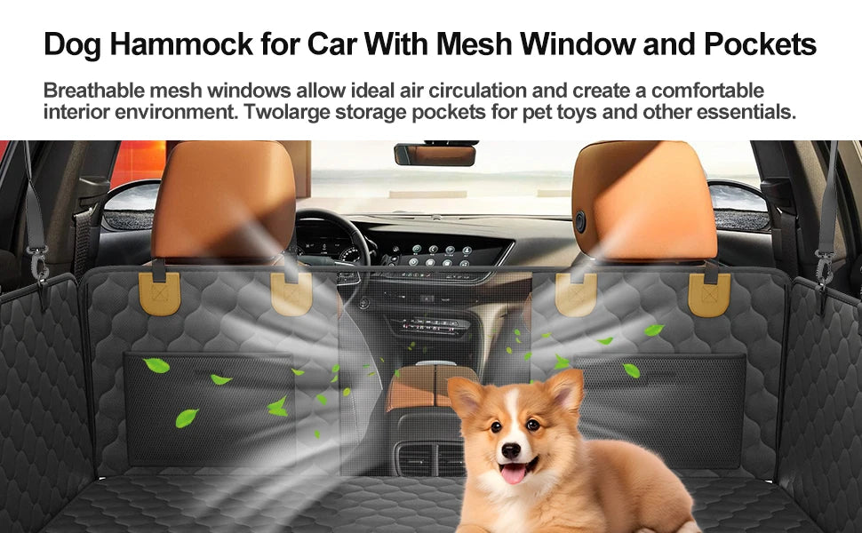 Waterproof Dog Car Backseat Cover/Hammock with Mesh PeakPaws Co.