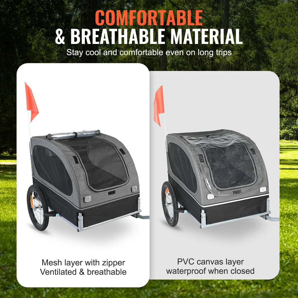 Dog Bike Trailer Carrier  – Foldable Pet Bicycle Cart with Reflectors & Weatherproof Design PeakPaws Co.