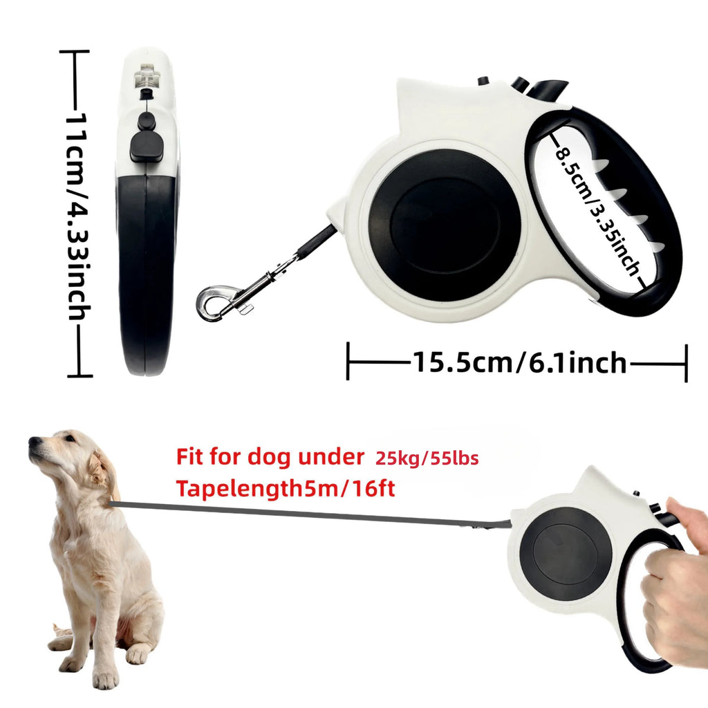 Illuminated Retractable 16 ft. Dog Leash with LED Light | Night Hiking & Walking PeakPaws Co.
