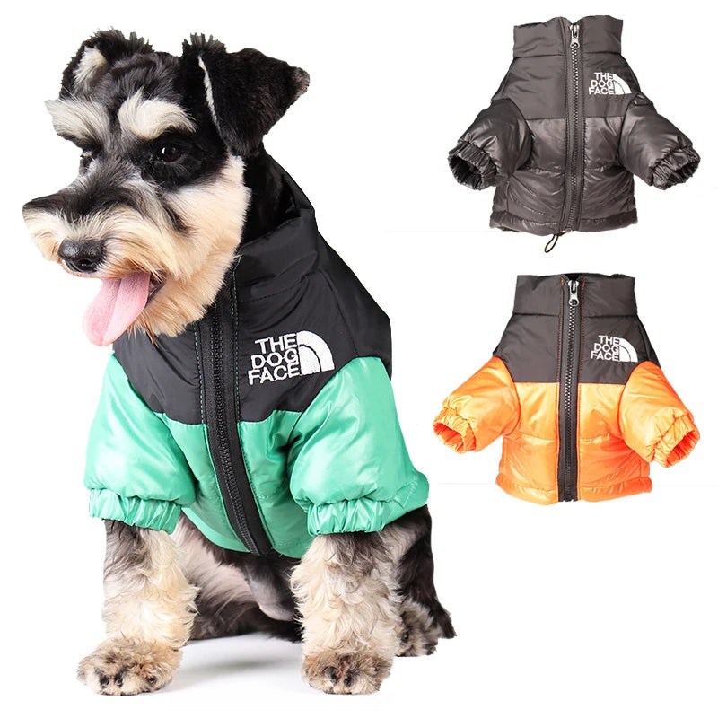 Windproof 'The Dog Face' Winter Jacket with Reflective Trim – Zip-Up Warm Coat for Small & Medium Dogs (Up to 55 lbs) PeakPaws Co.